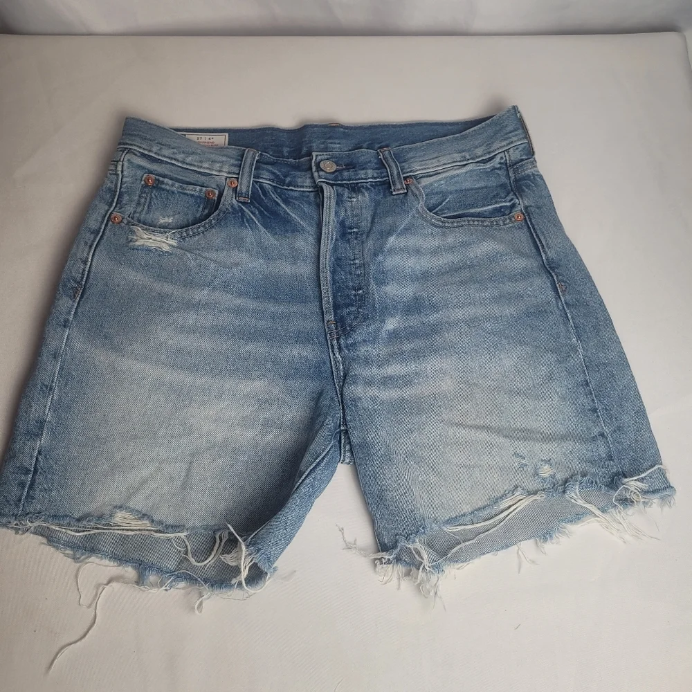 GAP Denim Buttonfly Midrise Boyfriend Frayed Hem Shorts Size 27/4R